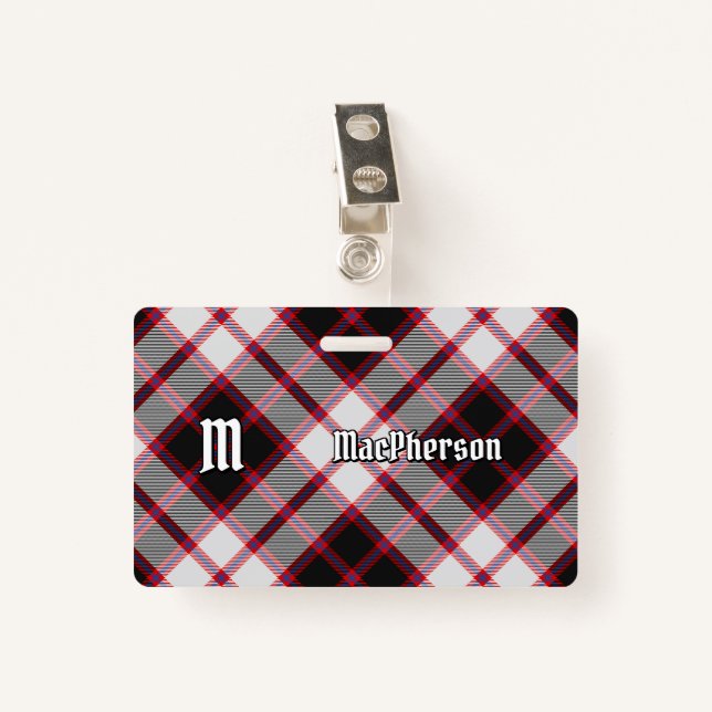 Clan MacPherson Hunting Tartan Badge ID Badge (Front with Clip)