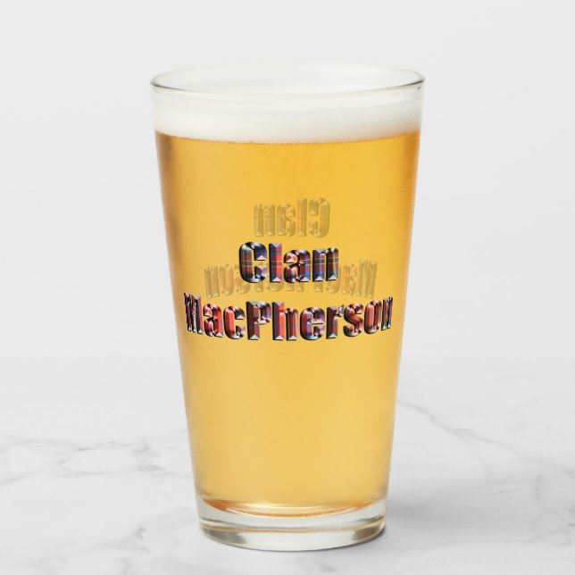 Clan MacPherson Name Made With Tartan, Glass (Front Filled)