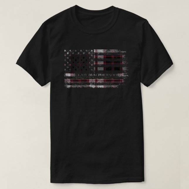 Clan MacPherson of Pitmain Scottish tartan US flag T-Shirt (Design Front)