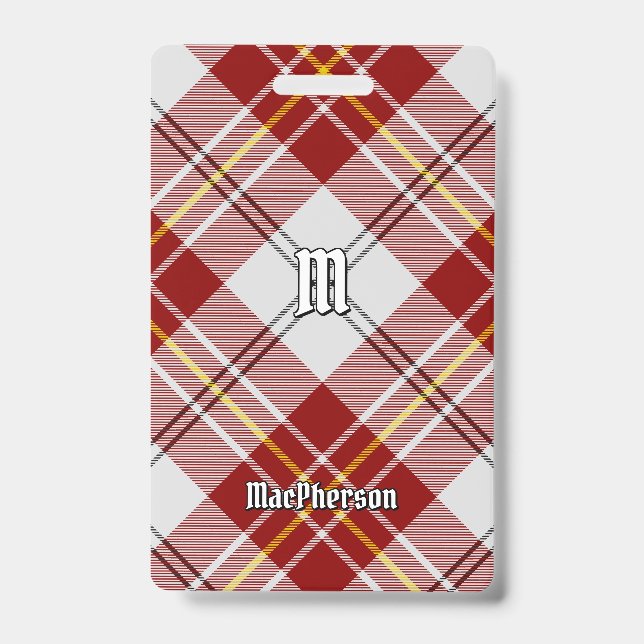 Clan MacPherson Red Dress Tartan Badge ID Badge (Front)