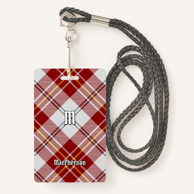 Clan MacPherson Red Dress Tartan Badge ID Badge (Front with Lanyard)