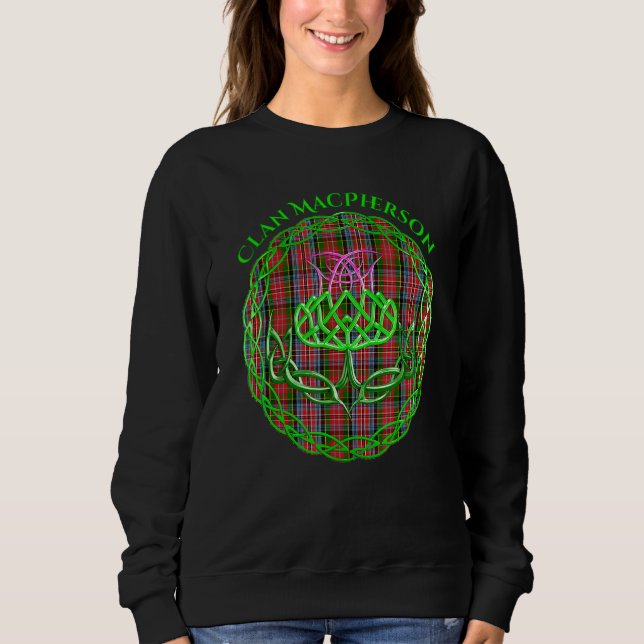 Clan Macpherson Scottish Tartan Celtic Thistle Sweatshirt (Front)