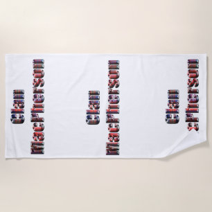 Clan Macpherson Tartan Name, Beach Towel