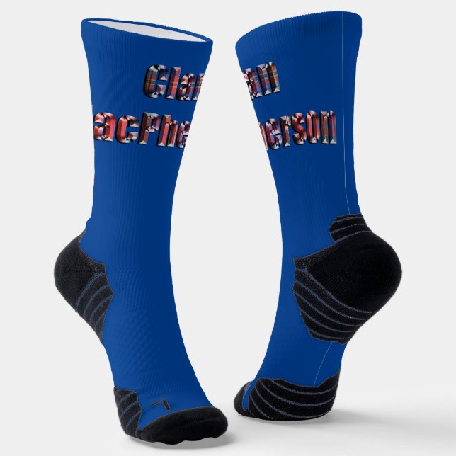 Clan MacPherson Tartan Name, Crew Socks (Angled)