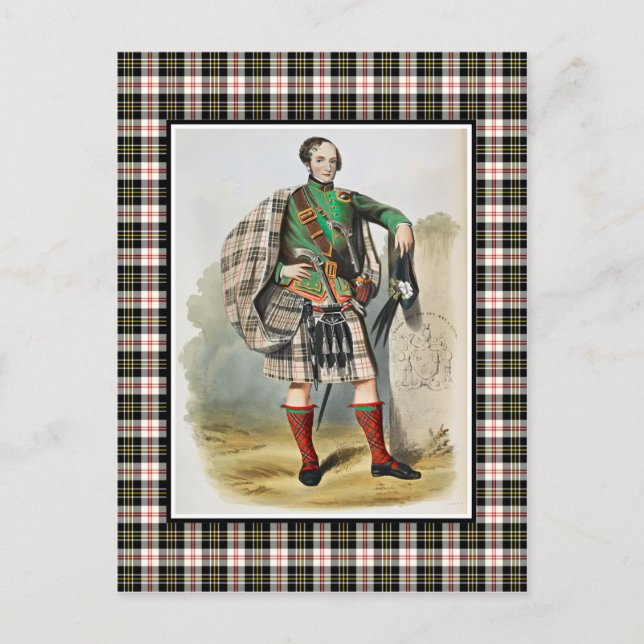 Clan MacPherson Vintage Illustration Tartan Frame Postcard (Front)