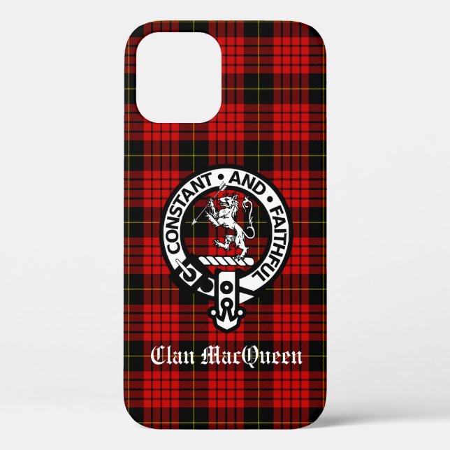 Clan MacQueen Crest Badge & Tartan Case-Mate iPhone Case (Back)