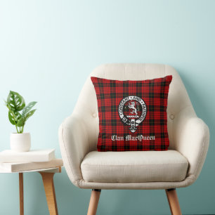 Clan MacQueen Crest Badge & Tartan Cushion