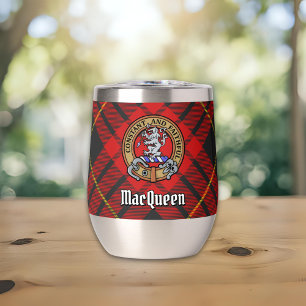 Clan MacQueen Crest over Tartan