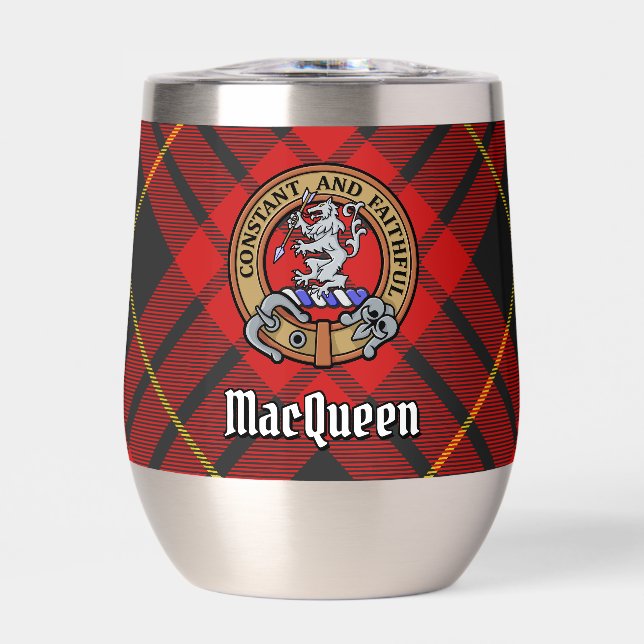 Clan MacQueen Crest over Tartan (Front)