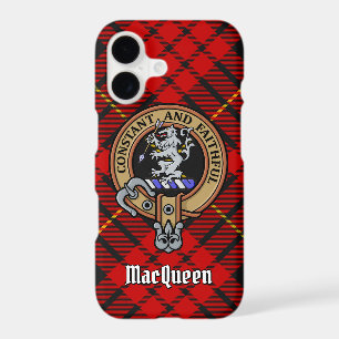 Clan MacQueen Crest over Tartan