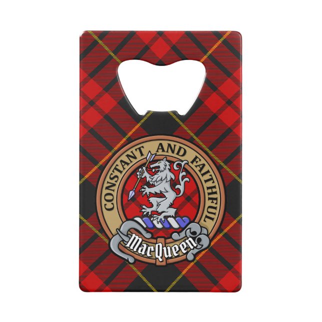 Clan MacQueen Crest over Tartan (Front)