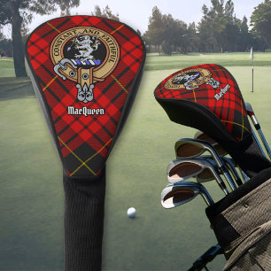 Clan MacQueen Crest over Tartan Golf Head Cover