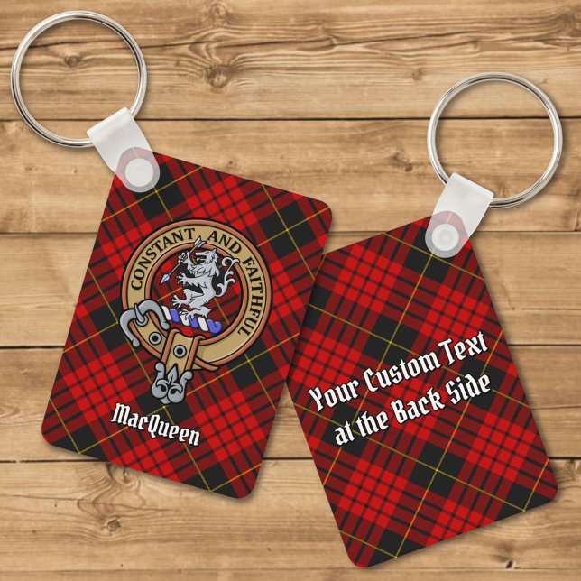 Clan MacQueen Crest over Tartan Key Ring (Creator Uploaded)