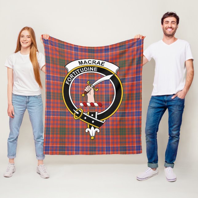 Clan MacRae Ancient Tartan Plaid Fleece Blanket (In Situ)