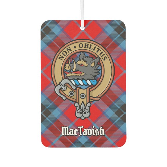 Clan MacTavish Crest over Tartan Car Air Freshener (Front)