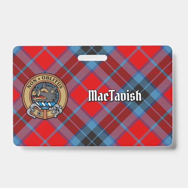 Clan MacTavish Crest over Tartan ID Badge (Front)