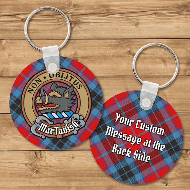 Clan MacTavish Crest over Tartan Key Ring (Creator Uploaded)