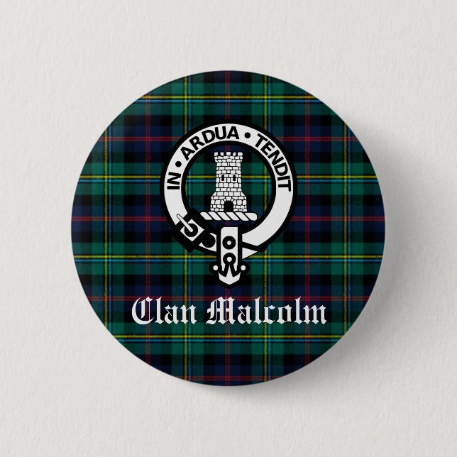Clan Malcolm Crest Badge and Tartan (Front)