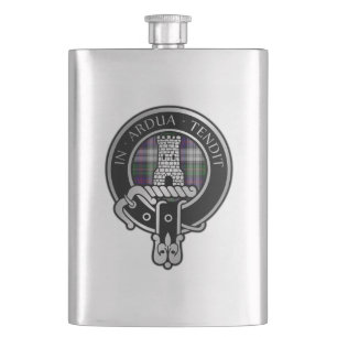 Clan Malcolm Crest & Dress Tartan Flask