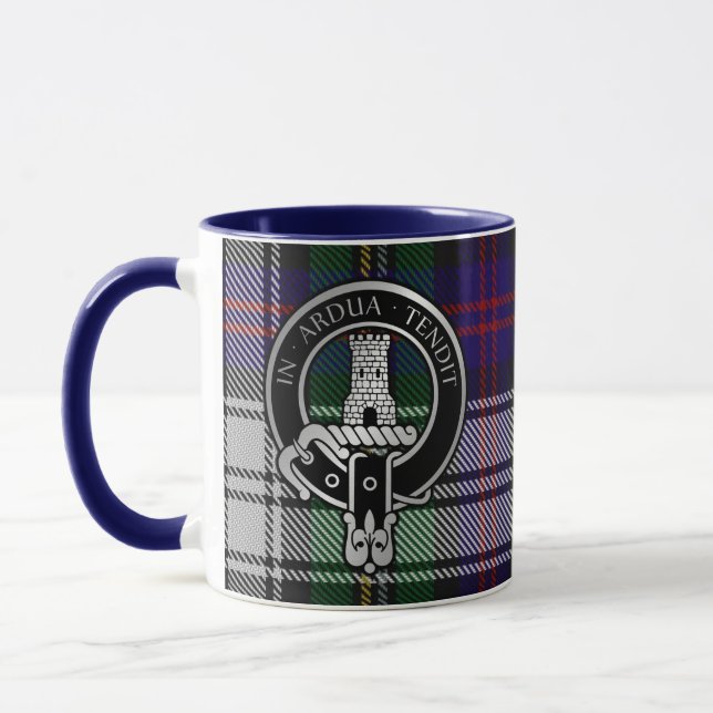 Clan Malcolm Crest & Dress Tartan Mug (Left)
