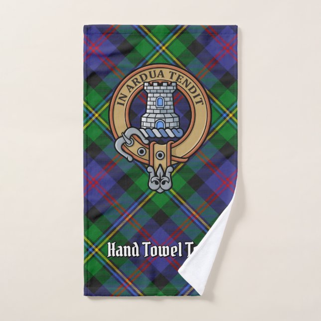 Clan Malcolm Crest over Tartan Bath Towel Set (Hand Towel)