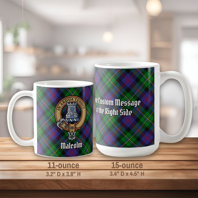 Clan Malcolm Crest over Tartan Coffee Mug (Creator Uploaded)