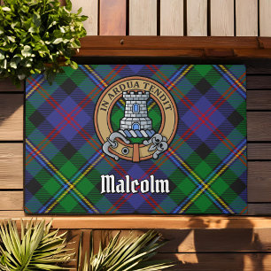 Clan Malcolm Crest over Tartan Doormat