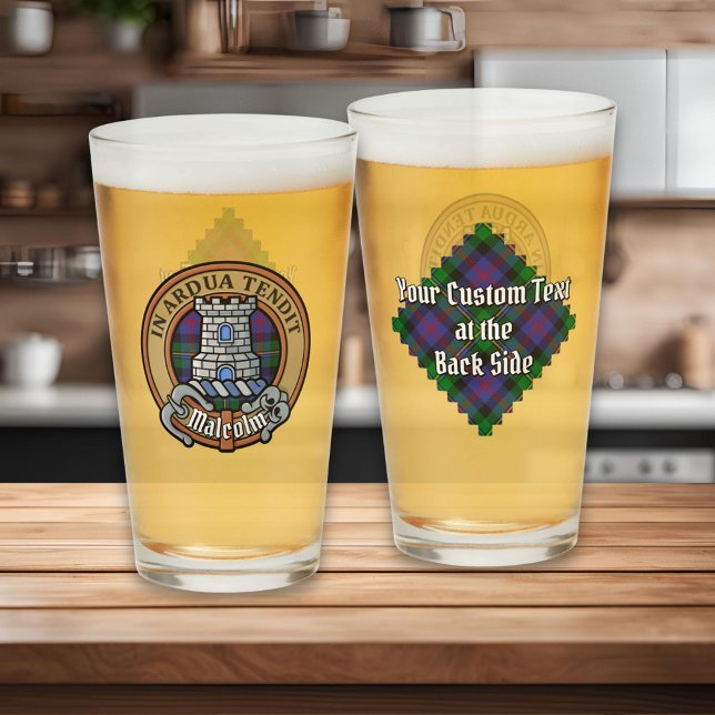 Clan Malcolm Crest over Tartan Glass (Creator Uploaded)