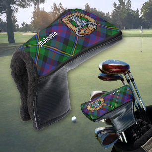 Clan Malcolm Crest over Tartan Golf Head Cover