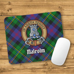 Clan Malcolm Crest over Tartan Mouse Pad