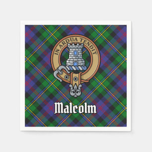 Clan Malcolm Crest over Tartan Napkin