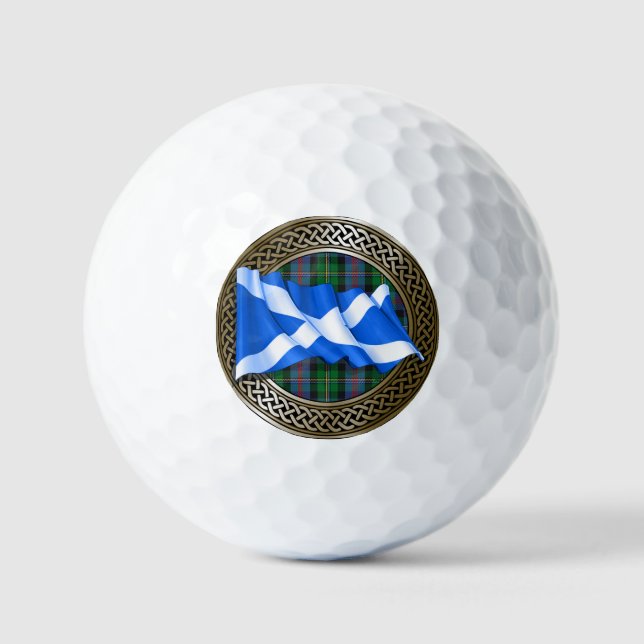 Clan Malcolm Tartan Knot & Flag Golf Balls (Front)