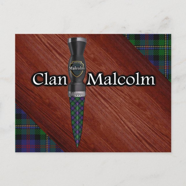 Clan Malcolm Tartan Sgian Dubh Blade Postcard (Front)