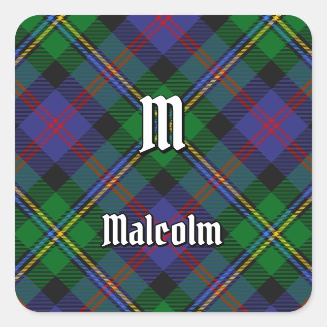 Clan Malcolm Tartan Square Sticker (Front)