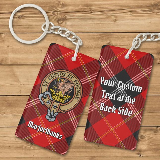 Clan Marjoribanks Crest over Tartan Key Ring (Creator Uploaded)