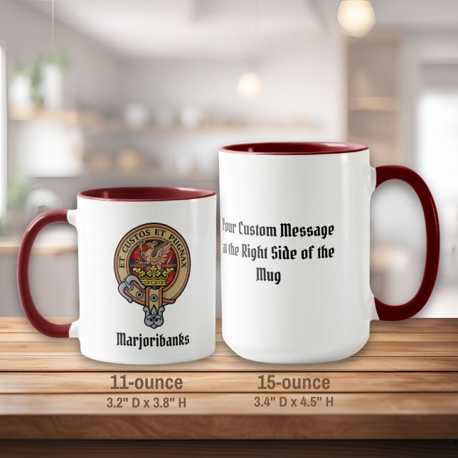 Clan Marjoribanks Crest over Tartan Mug (Creator Uploaded)