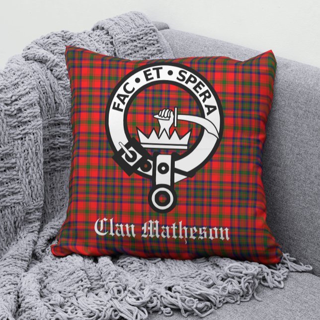 Clan Matheson Crest Badge and Tartan Cushion (Creator Uploaded)