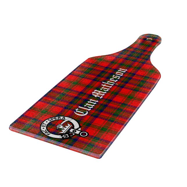 Clan Matheson Crest Badge and Tartan  Cutting Board (Corner)