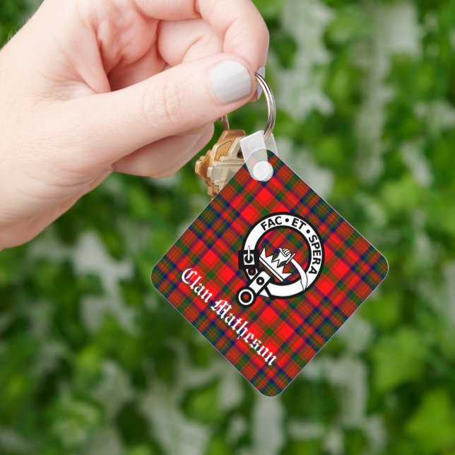 Clan Matheson Crest Badge and Tartan  Key Ring (Hand)