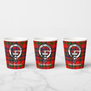 Clan Matheson Crest Badge and Tartan  Paper Cups