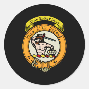 Clan Mcfarlane Scottish Surname Badge Crest Classic Round Sticker