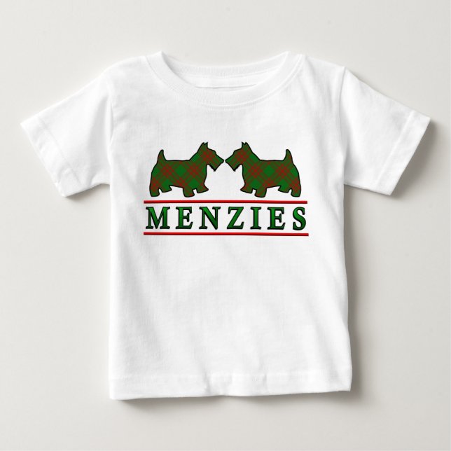 Clan Menzies Scottie Dogs Scottish Clan Tartan Baby T-Shirt (Front)