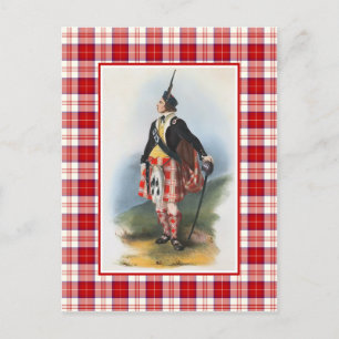 Clan Menzies Vintage Illustration Tartan Frame Postcard