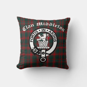 Clan Middleton Crest Badge and Tartan Cushion