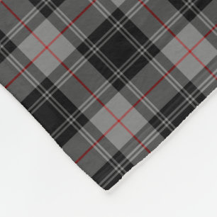 Clan Moffat Tartan Grey and Black Plaid Fleece Blanket