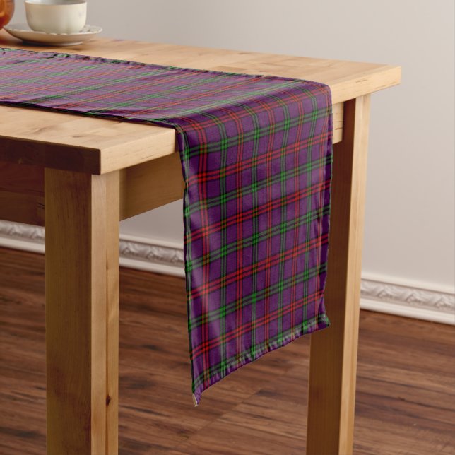 Clan Montgomery Purple Scottish Tartan Short Table Runner (In Situ)