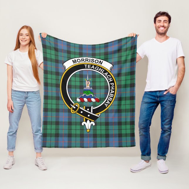 Clan Morrison Ancient Tartan Plaid Fleece Blanket (In Situ)
