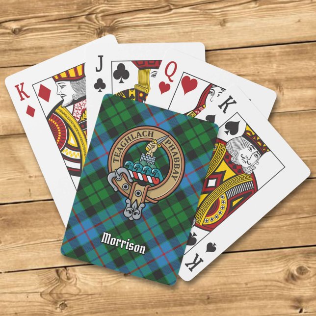 Clan Morrison Crest over Hunting Tartan Playing Cards (Creator Uploaded)