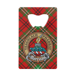 Clan Morrison Crest over Red Tartan
