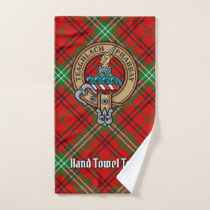 Clan Morrison Crest over Red Tartan Bath Towel Set